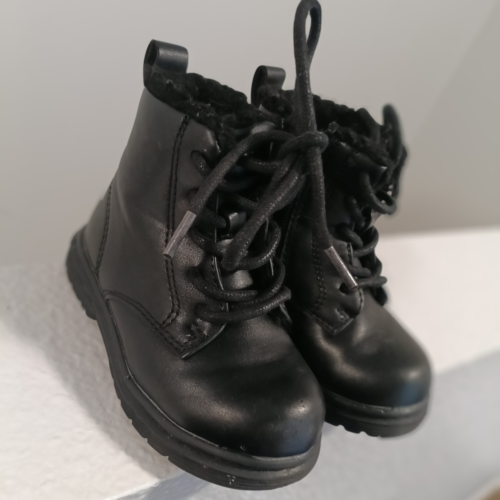 Stylish Black Kids Lace-Up Boots